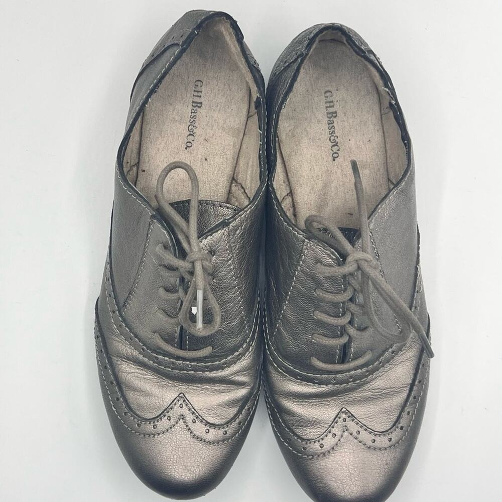 G.H Bass & Co Women's Hilary Low Heel Lace Up Oxford Style Shimmer Shoes Sz 8.5